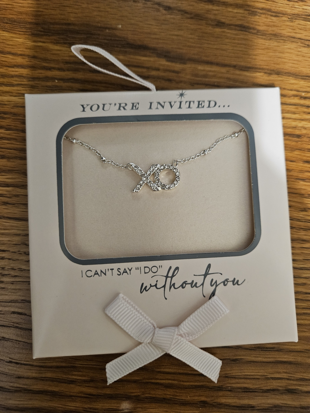 XO Silver-Tone Crystal Necklace - Bridesmaid/Maid Of Honor Gift